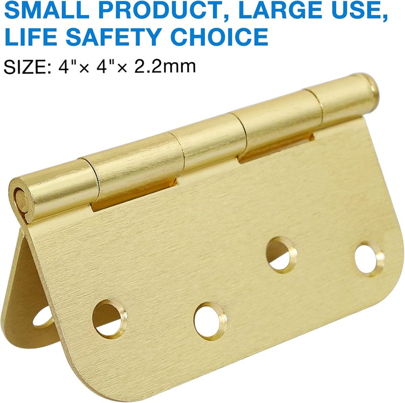 TDCHINGES 12 Pack 4"x 4 Inch Door Hinges Brass Hardware Gold Exterior Door Hinge 8 Holes 5/8" Heavy Duty Iron Animal Shed Coop Storage Gate Basement Bedroom Office Hotel Door Hinges For Doors Bisagra de puerta - Image 2